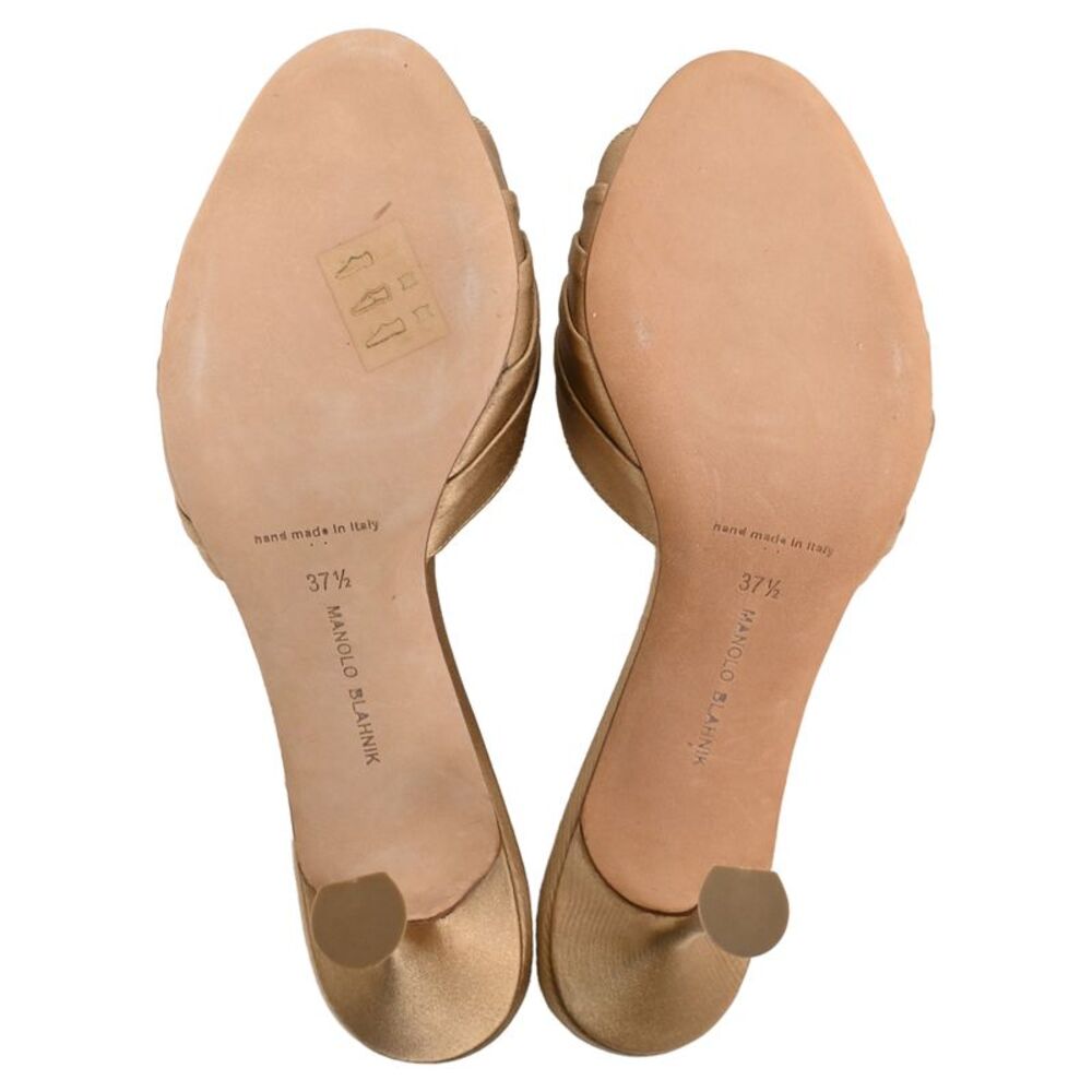 Manolo Blahnik Embellished Slide Sandal Heels in Brown Satin - Picture 6 of 9